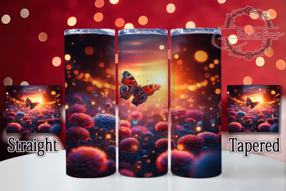 3D Elegant Floral Butterfly Tumbler
