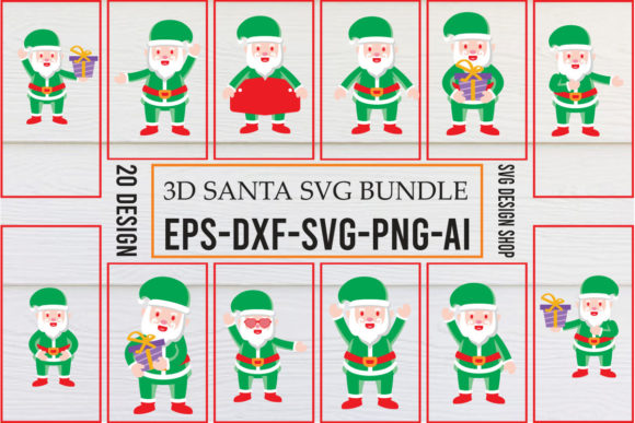 3D Santa SVG Bundle