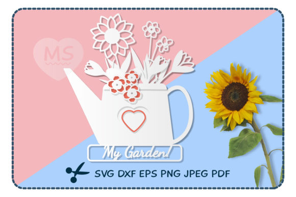 3G Watering Can Floral Paper Cut SVG