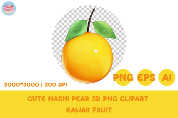 Cute Orange 3D PNG Clipart Kawaii