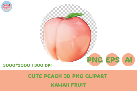 Cute Peach 3D PNG Clipart Kawaii