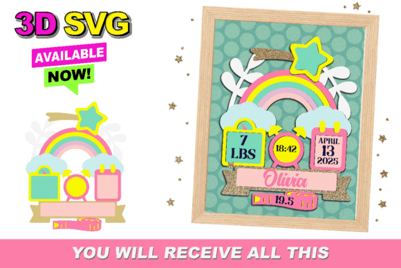 Rainbow Birth Stats Announcement Signs