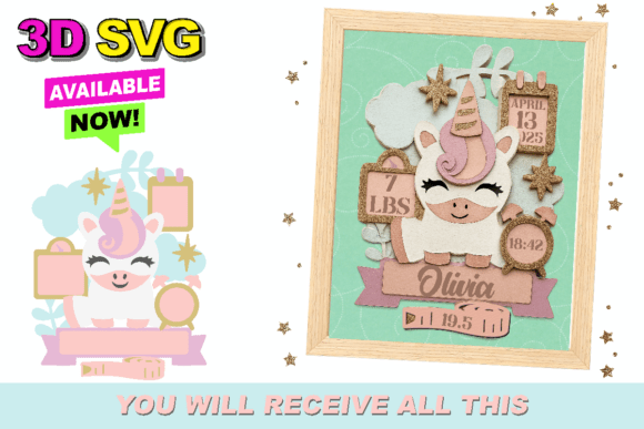 Unicorn Birth Stats Announcement Signs: The Ultimate 3D SVG Collection for Modern Crafters