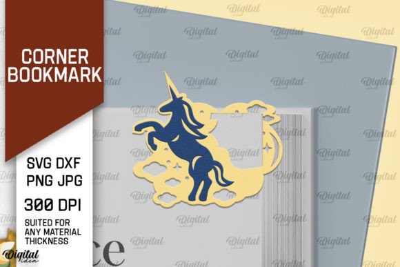 Unicorn Corner Bookmark Paper Cut